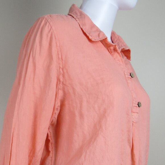 Sigrid Olsen 100% Linen Tunic Top SIZE Large Peachy Orange - Picture 6 of 10